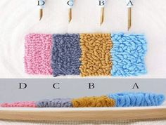 the crochet pattern shows how to use knitting needles and yarns in different colors