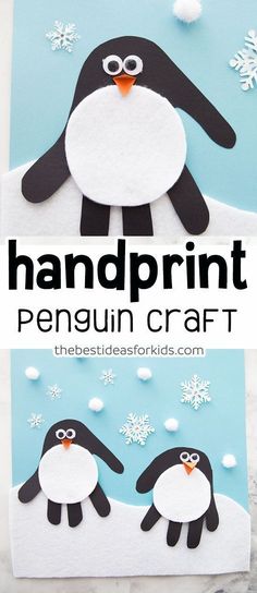 the penguin craft is made with paper and glue