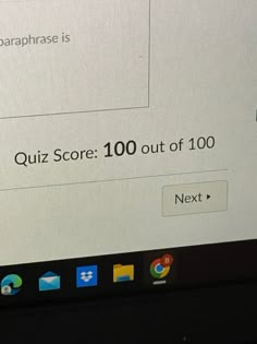 a computer screen with the words quiz score on it