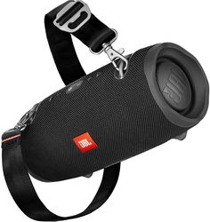 the jbl boom 3 waterproof bluetooth speaker is attached to a lanyard