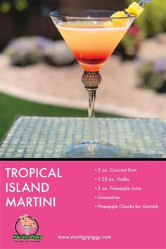 the tropical island martini is ready to be served