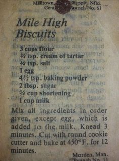 an old recipe book with instructions on how to make muffins