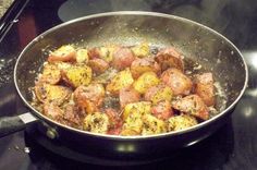 the food is being cooked in the pan on the stove top, ready to be eaten