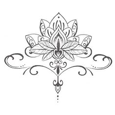 a black and white drawing of a lotus flower