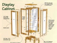 an image of a display cabinet with its doors open and instructions on how to assemble it