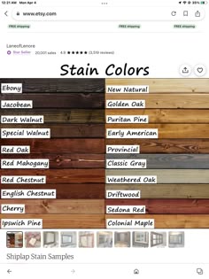 the stain colors on this website are all different shades and sizes, but it's not too hard to tell