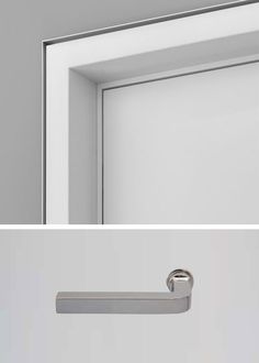 the door handle is visible in two different pictures, one showing an open and closed door