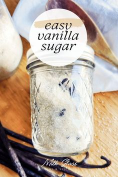 an easy vanilla sugar recipe in a mason jar