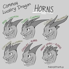 an image of how to draw a dragon's head in four different poses, including the