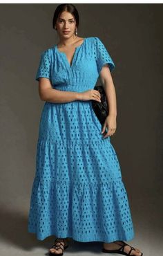 #ad Great Shopping NWT 2XL BLUE Anthropologie Somerset Maxi Dress Eyelet Edition 2XL, Fashion Womens Dresses Somerset Dress, Lorena Duran, Somerset Maxi Dress, Fashion For Curvy Women, Wardrobe Plan, Sew Patterns, Linen Maxi Dress, Blue Fits, Eyelet Dress