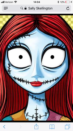 a cartoon character with red hair and makeup