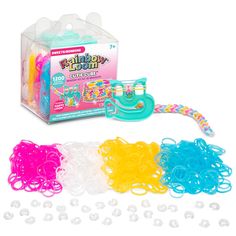 an assortment of rubber bands and toys in a box