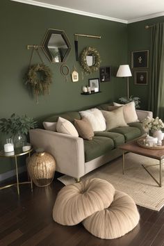 Experiment with this precise design and furniture in your own area using AI HomeDesign with just one simple click!Green, Living room, Dark, Earth, Brown, Gold, Tones, Monochromatic, Natural, Sage, Black, Palette, Charms, Walls, Couch#GreenLivingRoom #DarkGreenDecor #EarthTonePalette #GreenAndGold #MonochromaticGreen #SageGreenStyle #NaturalColorScheme #GreenAndBlack #InteriorDesign #AIHomeDesign Black And Green Lounge Room, Brown And Green Living Room Earth Tones, Sage Black Living Room, Neutral Wall Living Room, Living Room Green And Gold, Green Wall Brown Furniture, Green Palette Interior Design, Lounge Room Ideas Green, Brown And Green Living Room Decorating Ideas