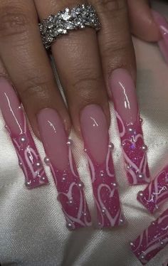 Long Square Acrylic Nails Pink, Drip Nails, Cute Acrylic Nail Designs, Dope Nail Designs, Long Acrylic Nails Coffin