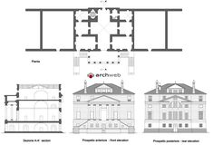 the floor plan for an apartment building with three floors and four stories, including two levels