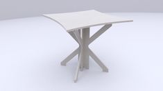 a small white table sitting on top of a white floor