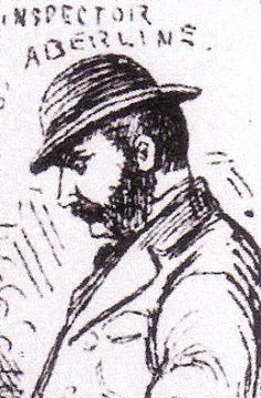 a black and white drawing of a man wearing a hat with his hand on his shoulder