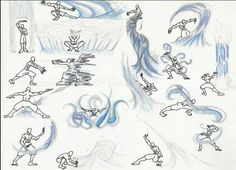 this is a drawing of people doing different things in the air with their arms and legs