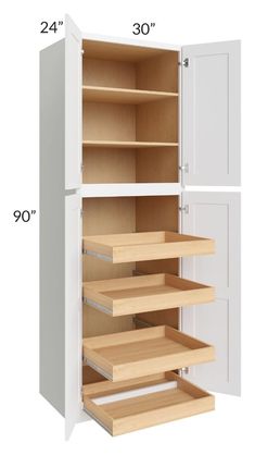 the measurements for an open cabinet with drawers and cupboards in each side, including two doors