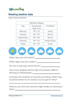 the weather worksheet for kids to learn how to read and understand what temperature is in