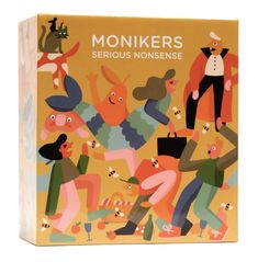 a box with an image of people on it and the words monkers serious nonsense