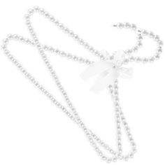 a white necklace with pearls and a bow