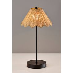 a lamp that is on top of a table