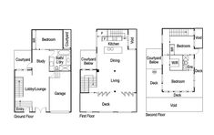 three different floor plans for a home