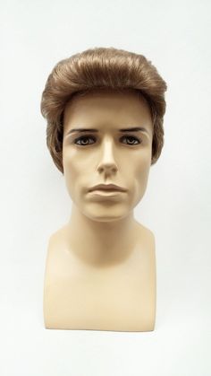 "Fashionable short and straight men's wig featuring a brushed-back style. Made with synthetic fibers. Color: Lightest Brown (14) Style: Short Circumference: Adjustable Cap , Default at 21\" (max 22\") Materials: Synthetic Wig Fiber All sales are final. Please read all store policies before purchasing." 1990s Men, Back Combing, Style Wig, Men's Wigs, Mens Wigs, Wig Short, Dog Phone, Voluminous Hair, Synthetic Wig