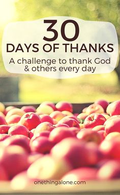 there are many apples in the bin with text overlay that says 30 days of thanks