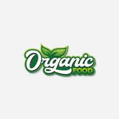 the logo for organic food is green and has leaves on it, as well as an inscription