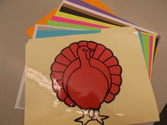 a bunch of cards with a turkey on them