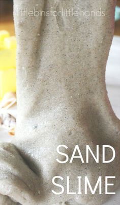 sand slime in the shape of a foot with text overlay reading sand slime