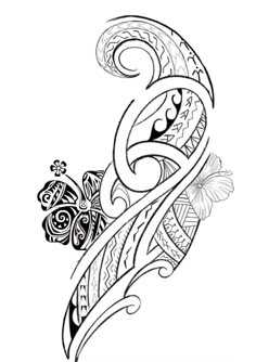 a black and white tattoo design with flowers