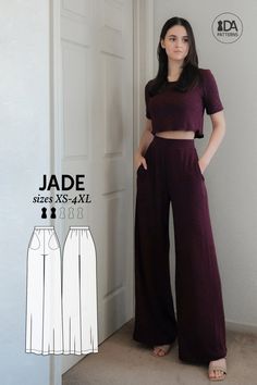 Wide Leg Pants Sewing Pattern PDF Digital Sewing Pattern Modern Sewing Patterns, Sewing Projects Clothes, Sew Ins, Diy Vetement, Pants Sewing Pattern, Sewing Design, Easy Sewing Patterns, Diy Sewing Clothes, Clothes Sewing Patterns