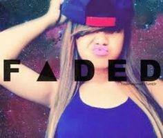 a woman wearing a hat with the word faded on it