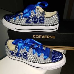 Zeta Bling Converse | Etsy Chuck Taylors Wedding, Zeta Phi Beta Founders, Zeta Shoes, Minnie Mouse Shoes, Tie Sneakers, Bling Converse, Baby Converse, Greek Gifts, Baby Bling