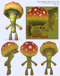 an image of different types of mushrooms in various positions and sizes, including the top one with