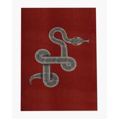 a snake on a red background is shown in the middle of this image, with an intricate