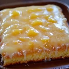 a piece of cake sitting on top of a pan