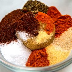 spices and seasonings in a glass bowl