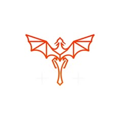 an orange bat with wings on it's back and two arrows in the middle