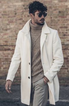 Outfit Chic, Mens Fashion Smart, Mens Fashion Urban, Mens Fashion Fall, White Coat, Mens Winter Fashion, Mens Fashion Summer