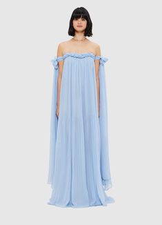 Tara Milk Tea, Leo Lin, Floor Length Dress, Corset Bodice, Denim And Lace, Floor Length Dresses, New Arrival Dress, Ladies Day, Sky Blue