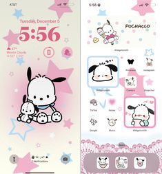 an image of a phone screen with cartoon animals on the front and back side,