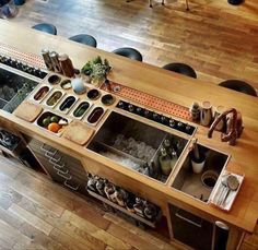 an overhead view of a kitchen with lots of counter space