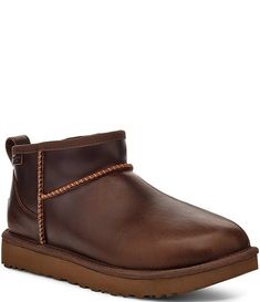 UGG Classic Ultra Mini Leather Regenerate Booties | Dillard's Ugh Boots, Ugg Classic Ultra Mini, Birkenstock Women, Mens Uggs, Ugg Classic, Boots Leather, Fashion Editor, Dillard's, Back Strap