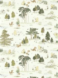 a wallpaper with trees and animals on it