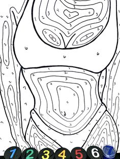 a coloring page with an image of a woman's torso and numbers on it