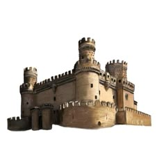 an old castle is shown on a white background